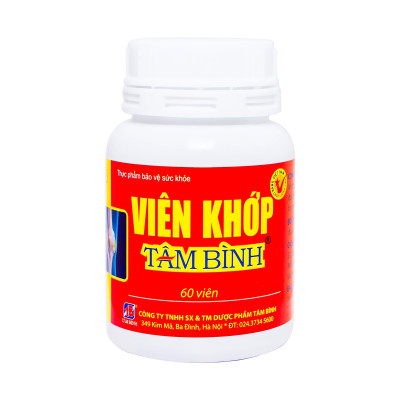 (hộp 60 viên) VIÊN KHỚP TÂM BÌNH Hỗ trợ giảm thoái hóa khớp, giảm đau nhức xương khớp, đau mỏi cơ bắp
