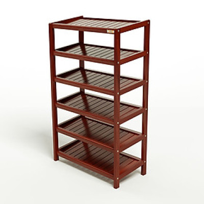 Kệ Giày Dép Gỗ Tự Nhiên 6 Tầng Rộng 45cm (Nâu)