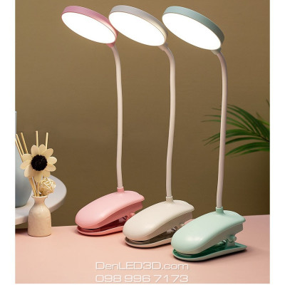 Đèn Bàn LED Kẹp Đầu Giường Đọc Sách Chống Cận Pin Sạc, Điều Chỉnh Được Độ Sáng