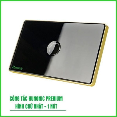 Công Tắc Cảm Ứng Hunonic Premium Hình Chữ Nhật Viền Vàng, Công Tắc Thông Minh Wifi Điều Khiển Từ Xa Bằng Điện Thoại