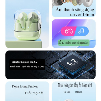 Tai Nghe Bluetooth RiBi G60 - Âm thanh cực hay - Pin trâu đến 8h - Sạc nhanh Type - C - Mẫu mã cực đẹp -  Hàng chính hãng