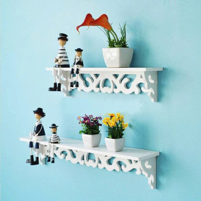 Bộ 2 kệ treo thanh ngang hoa văn trắng trang trí tường