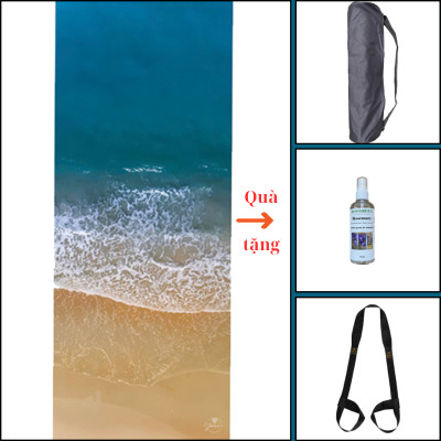 Thảm tập yoga chính hãng Yvonne, Piha Beach (TẶNG KÈM 3 PHẦN QUÀ) dày 4mm, bề mặt nhám, siêu bám, chống trơn trượt, ưa mồ hôi