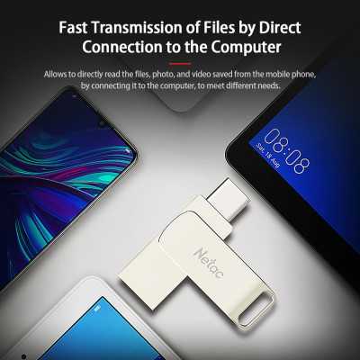 Ổ đĩa flash Plug & Play bộ nhớ U Disk Silver Netac U783C Type-C + USB Double Interface