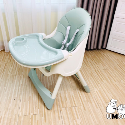 Ghế ăn dặm Umoo thiết kế Hàn Quốc 3 nấc điều chỉnh độ cao, chịu lực 50 kg, đai đa điểm an toàn cho bé