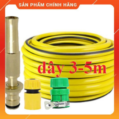 ️ Bộ dây vòi xịt nước rửa xe, tưới cây , tăng áp 3 lần, loại 3m, 5m 206587Mcút sập, nối PE, d.vàng