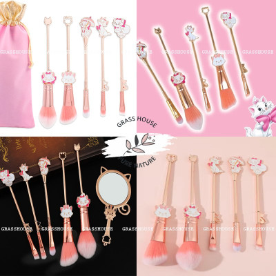 BỘ CỌ TRANG ĐIỂM 5 CÂY MÈO MARIE HÀNG THỦ CÔNG ĐIÊU KHẮC PHUN SƠN TỈNH ĐIỆN CAO CẤP (KÈM TÚI ĐỰNG)