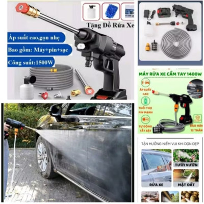 MÁY RỬA XE PIN ÁP LỰC SIÊU MẠNH RỬA XE MÁY ÔTÔ XỊT RỬA ĐA CHỨC NĂNG