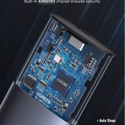 Ugreen UG10902CM400TK 0.5M m.2 nvme usb type c 10gbps hộp ổ cứng ssd màu xám kèm cáp 2 đầu C 3.1 Gen 1 - HÀNG CHÍNH HÃNG