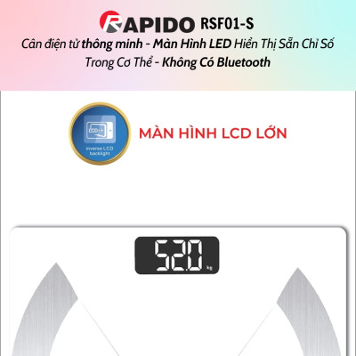 Cân sức khỏe và phân tích các chỉ số cơ thể Rapido RSF02-S (Trắng) Không bluetooth - Hàng chính hãng