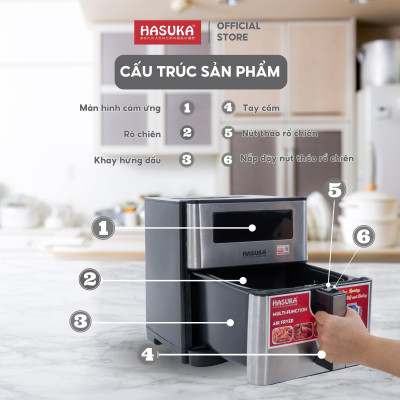 Nồi chiên không dầu HASUKA HSK-399 công suất 1700W, dung tích 8L- thiết kế sang trọng, hiện đại - HÀNG CHÍNH HÃNG (BH 12 tháng)