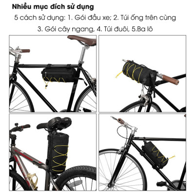 Túi đầu xe đạp tròn đa năng RZ-25 2.5 Lít cho xe đạp núi và đường phố, chống nước, vải POLYESTER, có quai đeo chéo - Mai Lee