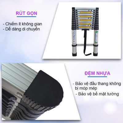 Thang nhôm rút gọn, an toàn, tiện dụng, đa năng - Nhôm 6063 không rỉ - Hàng chính hãng NIKITA