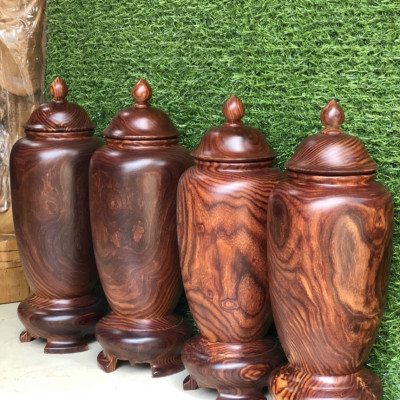 Cặp hũ ,trum hút tài lộc may mắn bằng gỗ trắc kt cao 36×38cm