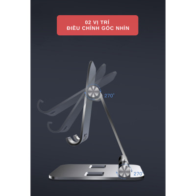 Giá Đỡ cho Điện Thoại, iPad, Máy Tính Bảng Chất Liệu Hợp Kim Nhôm Cao Cấp - Hàng Chính Hãng