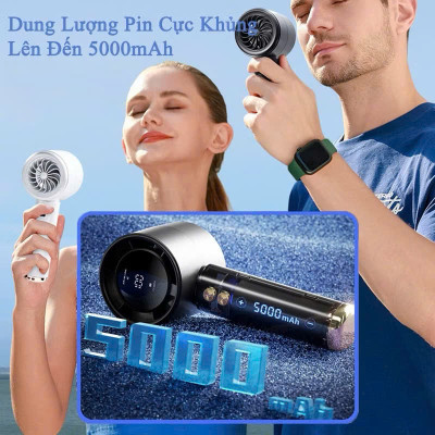 Quạt Tích Điện Mini Cầm Tay 638 – Màn Hình LED, 100 Tốc Độ Gió, Pin 4000mAh Siêu Mát - HÀNG CHÍNH HÃNG MINIIN