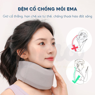Nẹp cổ mềm chống cổ rùa EMA, đệm đỡ chống mỏi cổ vai gáy, định hình, ngừa thoái hóa đốt sống cổ
