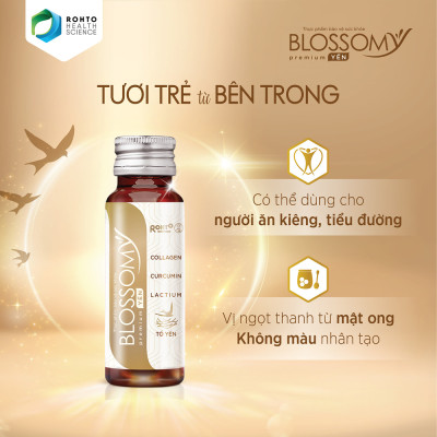 Nước uống collagen tổ yến giúp đẹp da, tăng cường sức khỏe Blossomy Premium lốc 10 chai x 50ml