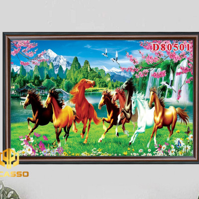 D805 31 Tranh kính Bát mã tung hoành (Được chọn mẫu)