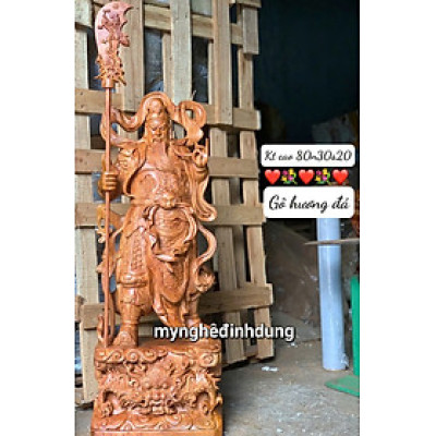 Tượng quan công trấn ải  bằng gỗ  hương đá  tuyệt đẹp kt cao 80x30x20cm 