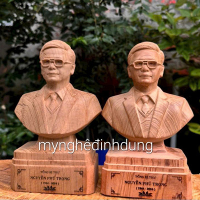 Tượng chân dung tổng bí thư nguyễn phú trọng bằng gỗ ngọc am thơm nức kt 20x12x7cm