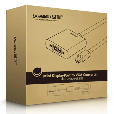 Ugreen UG10459MD113TK Màu Đen ABS Cáp chuyển đổi Mini DP sang VGA 1920x1080 60Ghz - HÀNG CHÍNH HÃNG