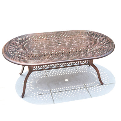 Bộ bàn ăn ngoài trời mặt oval 1m8 Bộ bàn nhôm đúc sân vườn 6 ghế có tay tựa cao cấp Outdoor Dinning Table Set SL TE2005-180A / CC2009-A – Nội thất CAPTA
