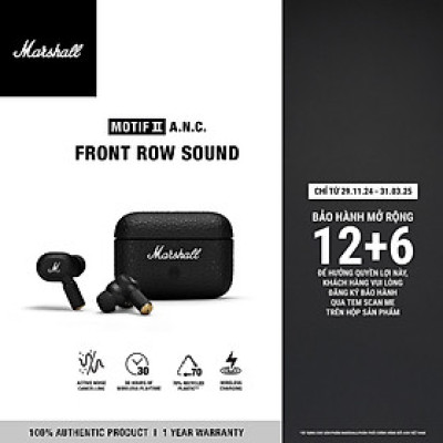 Tai Nghe Marshall Bluetooth Truewireless MOTIF II A.N.C - Pin lên đến 30h - Hàng Chính Hãng