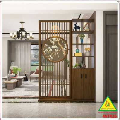 Vách ngăn phòng khách, vách ngăn tủ kệ bằng gỗm bình phong tranh 4VTK25 - NỘI THẤT LẮP RÁP VIENDONGADV