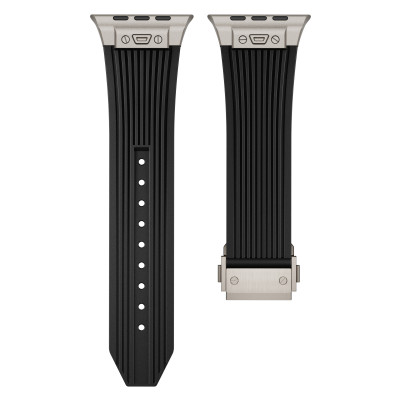 Dây Silicone Đầu Nối Kim Loại Hublot Style cho Apple Watch Ultra 1/2 & Apple Watch Series 4/5/6/7/8/9/SE/10 Size 44/45/46/49mm - Hàng Chính Hãng