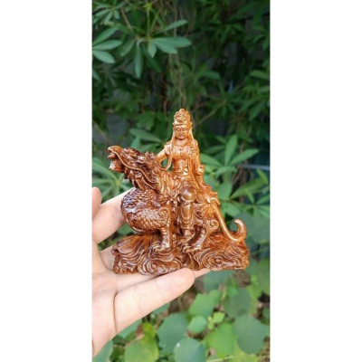 Cặp tượng văn thù phổ hiền bồ tát bằng gỗ bách xanh thơm nức kt 10×10×4cm