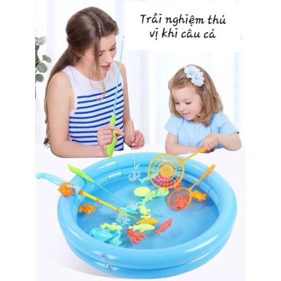 Đồ Chơi Câu Cá, SIZE ĐẠI, Bộ Câu Cá 42 Chi Tiết Cho Bé Gồm 2 Xô, 2 Cần Câu, 1 Phao, 1 Bơm Và Cá