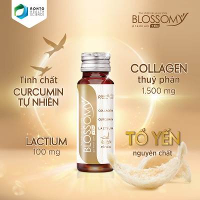 Nước uống collagen tổ yến giúp đẹp da, tăng cường sức khỏe Blossomy Premium lốc 3 chai x 50ml