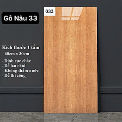 Bộ 20 Tấm Xốp Dán Tường 3D PVC Gỗ Nâu Đỏ 60x30cm Keo Sẵn Dày 2,5mm Cao Cấp, Sang Trọng 