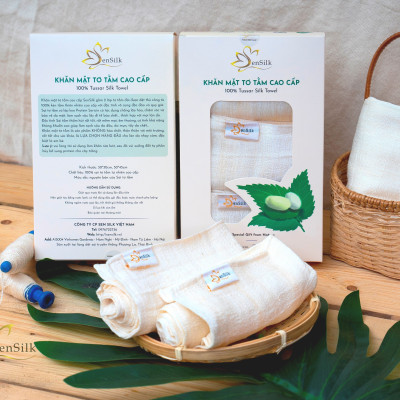 Khăn Mặt Cao Cấp 100% Từ Lụa Tơ Tằm Cao Cấp 45*30cm, Khăn Massage SenSilk Sạch Dạ Bớt Mụn