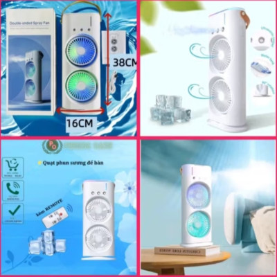 1 CÁI QUẠT GIÓ PHUN SƯƠNG 2 TẦNG CÓ TÍCH ĐIỆN ĐIỀU KHIỂN TỪ XA SIÊU MÁT LẠNH