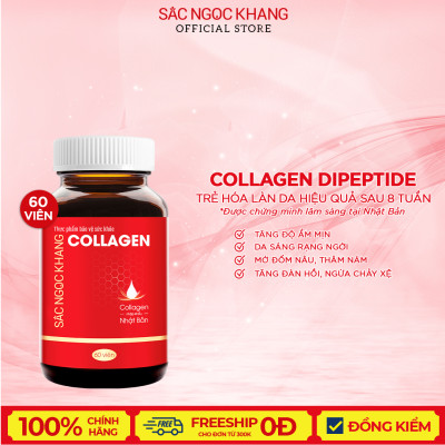 Collagen Sắc Ngọc Khang thế hệ mới 100% nguyên liệu nhập khẩu từ Nhật Bản Hộp 60 viên