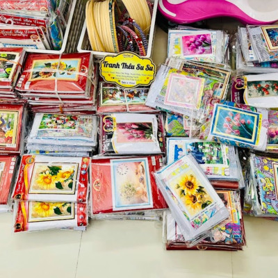 Tranh thêu chữ thập Giỏ hoa hướng dương vs8167, kích thước 50 x 68 cm 