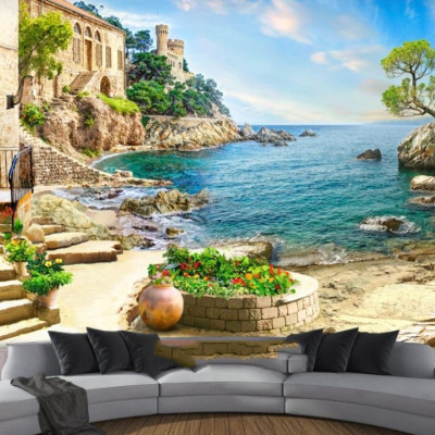 Tranh dán tường cảnh biển - tranh trí phòng khách -phòng ngủ - phòng ăn DD104