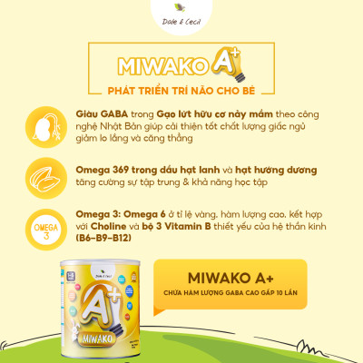 Sữa Miwako A+ Sữa Hạt Cho Bé Tăng Chiều Cao Ngủ Ngon Phát Triển Thông Minh, Sữa Không Đường 700g Vị Vani x2 Hộp - miwako