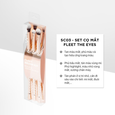 SC03 - BỘ KIT 3 CỌ MẮT PRO VACOSI, PHIÊN BẢN GOLDEN DRAGON - VACOSI FLEET THE EYES BRUSH KIT, 3PCS