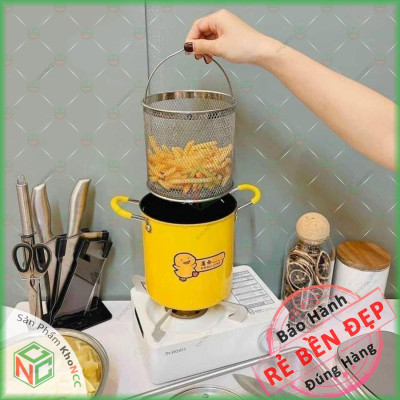 (Nấu Sạch) Nồi Chiên Ngập Dầu Chống Dính KhoNCC Hàng Chính Hãng - Nhãn Con Vịt Vàng Với Giá Lọc Thông Minh - KLM-NCKDV (Màu Vàng)