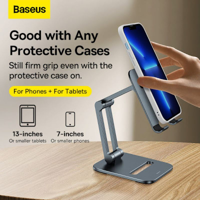 Đế giữ điện thoại/ Ipad Baseus Desktop Biaxial Foldable Metal Stand LUSZ- Hàng chính hãng