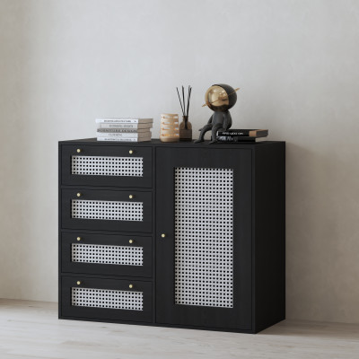 HAPPY FURNITURE , Tủ lưu trữ 4 ngăn kéo 1 cửa mở - MAY , TLT_060 , 110cm x 45cm x 93cm DxRxC