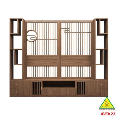 Vách ngăn phòng khách, vách ngăn tủ kệ bằng gỗm bình phong tranh 4VTK22 - NỘI THẤT LẮP RÁP VIENDONGADV