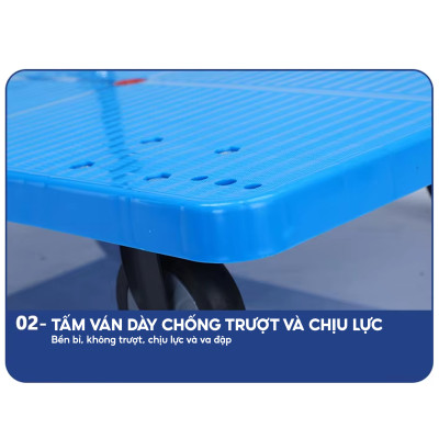 Xe đẩy hàng 4 bánh gấp gọn bánh chống ồn sàn kim loại bền bỉ