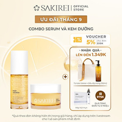 Combo Serum NMN và Kem dưỡng phục hồi da Sakirei NMN Revitalize từ Nhật Bản