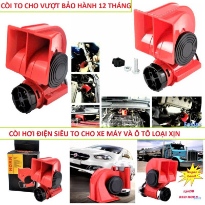 Bộ Còi Hơi Điện 12V Loại Tốt – Âm Siêu Lớn, Nhỏ Gọn, Kèm Rơ Le, Lắp Xe Máy & Ô Tô