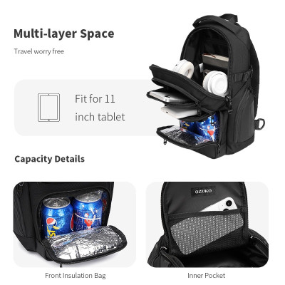 Túi đeo chéo OZUKO Túi cách nhiệt nhiều túi thời trang Dung tích lớn Túi đeo vai nam chống nước ngoài trời