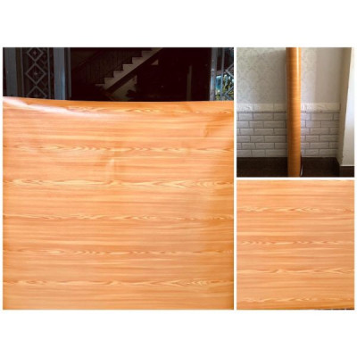 Decal dán tường  vân gỗ vàng cam có sẵn keo DTL142(60x500cm)